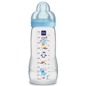 2nd age baby bottle 6 months and + 330ml - blue decoration