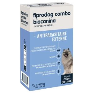 Biocanina Fiprodog Combo Chien Moyen 3Pip