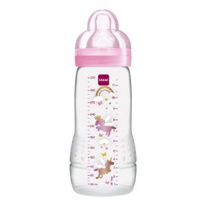 2nd age baby bottle 6 months and + 330ml - pink decoration