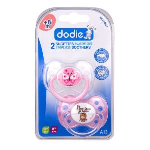 Duo anatomical pacifiers girl 6 months +