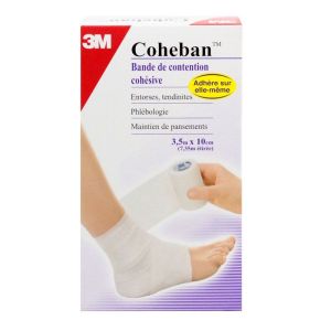 Coheban cohesive compression bandage 3.5m x 10cm (white)