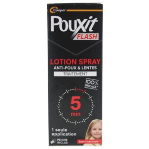 POUXIT FLASH Anti-Lice and Nits Treatment Spray 150mL + 1 Comb