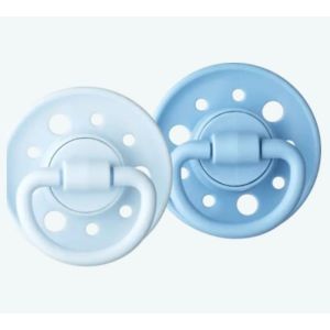 Set of 2 Round Natural Rubber Pacifiers 0-6 Months Blue/Pastel Blue