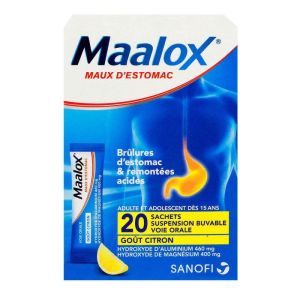 Maalox stomach pain 20 sachets - lemon