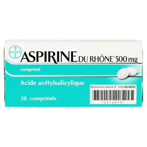 Aspirin du Rhône 500mg 20 tablets to swallow