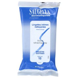 Saugella Dermoliquide - Intimate cleansing wipes x15