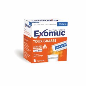 Exomuc 200mg orange flavor 24 sachets