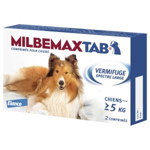 Milbemaxtab dogs 5kg 2 tablets