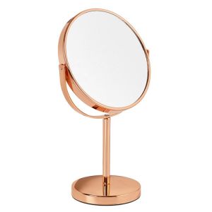 Rose Gold Standing Mirror with 10x Magnifying View