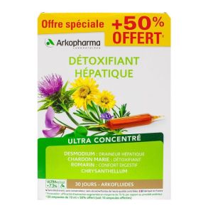 Arkofluides - Détoxifiant hépatique ultra concentré BIO - 30 ampoules