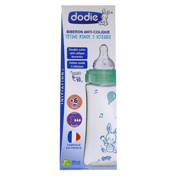 Initiation+ anti-colic baby bottle - 330ml - 6M+ - Green