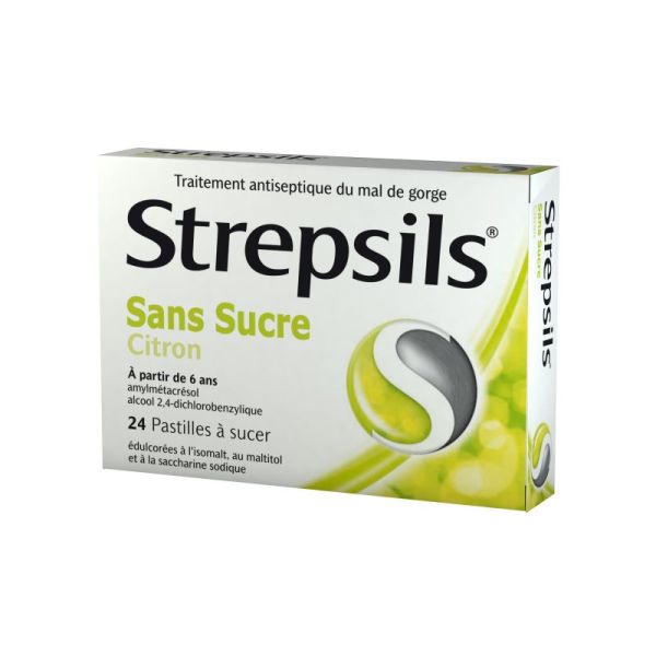 Lemon strepsils without sugar 24 lozenges