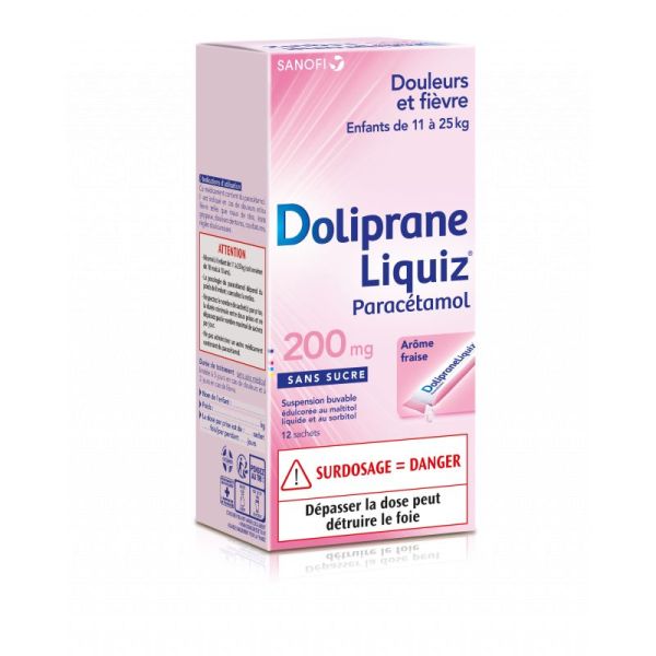 Doliprane Liquiz 200mg 12 sachets