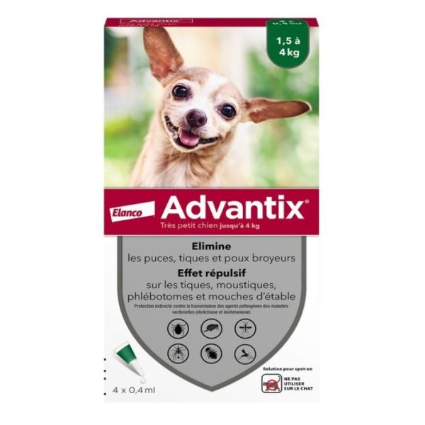 Advantix very small dog from 1.5 to 4kg - 4 pipettes