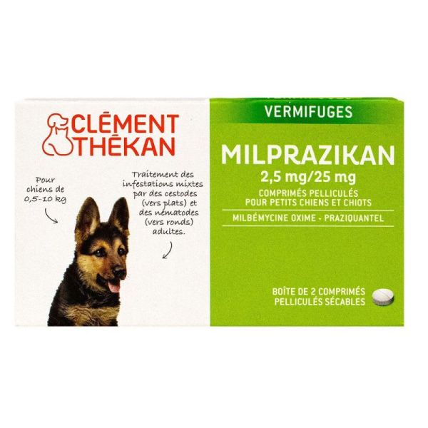 Milprazikan Dogs 2.5mg/25mg Dewormer for Dogs from 0.5 to 10 kg - Box/2