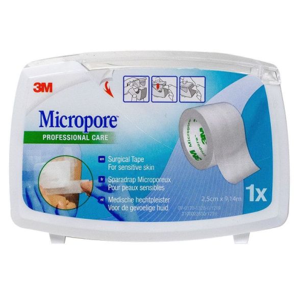 Micropore plaster white with dispenser 9.14mx25mm