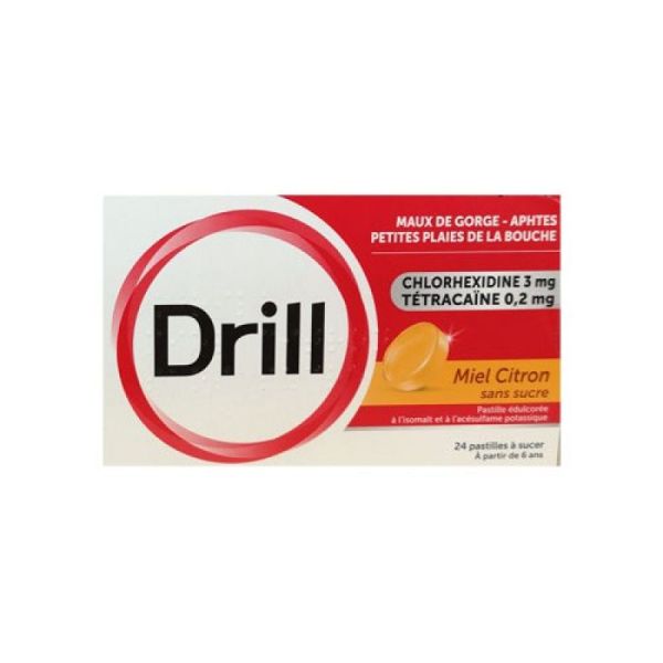 Drill Honey Lemon Sugar Free 24 Lozenges