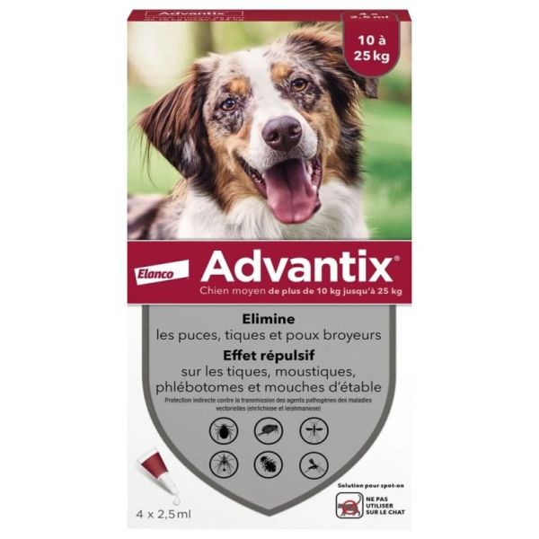 Advantix medium dog 10 to 25kg - 4 pipettes