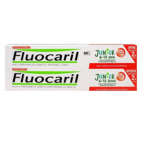 Junior 6-12 years red fruit gel toothpaste 2x75ml