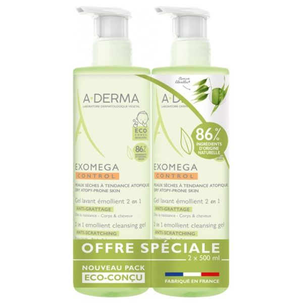 Exomega Control 2in1 Cleansing Gel - Pack of 2 x 500ml