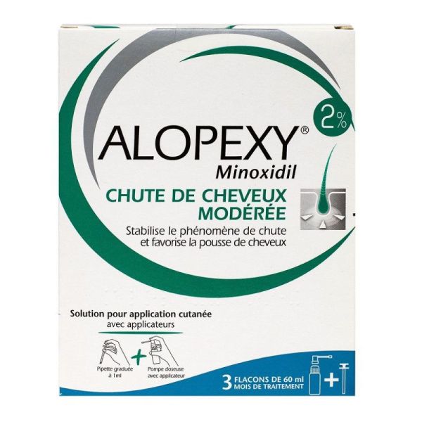 Alopexy 2% - Solution for skin application - 3 x 60 ml