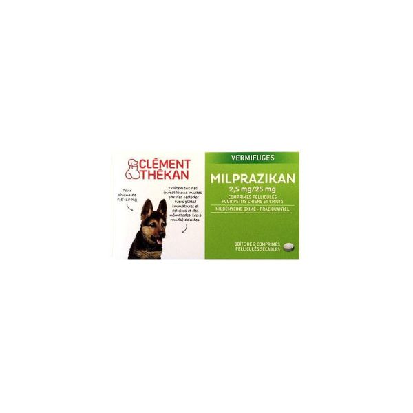 Milprazikan Dogs 2.5mg/25mg Dewormer for Dogs from 0.5 to 10 kg - Box/2