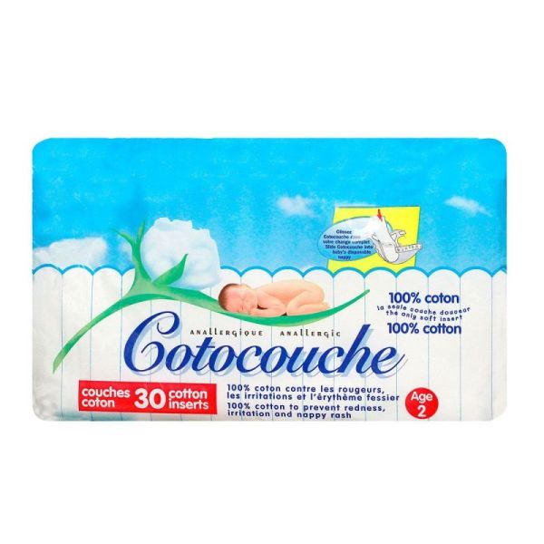 30 couches coton Cotocouche anallergique 2ème âge