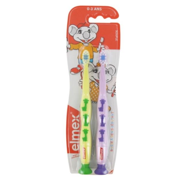 2 soft beginner toothbrushes 0-3 years old