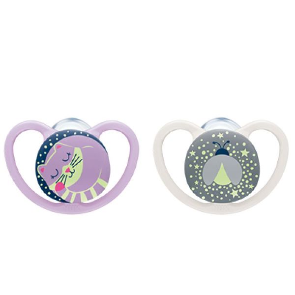 Space Night Pacifier - 0-6m Girl x2