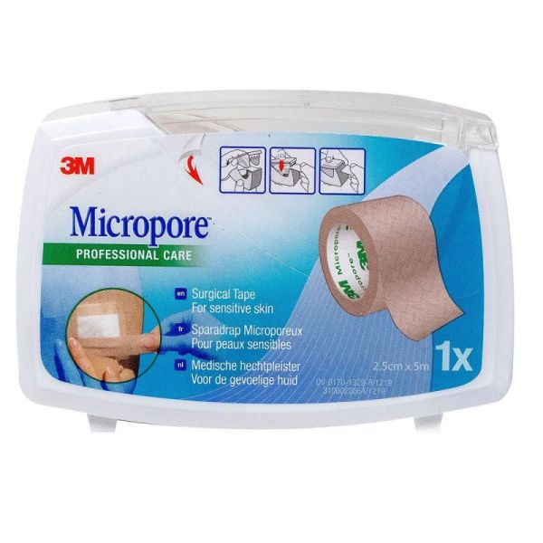 Micropore skin plaster with dispenser 5mx25mm