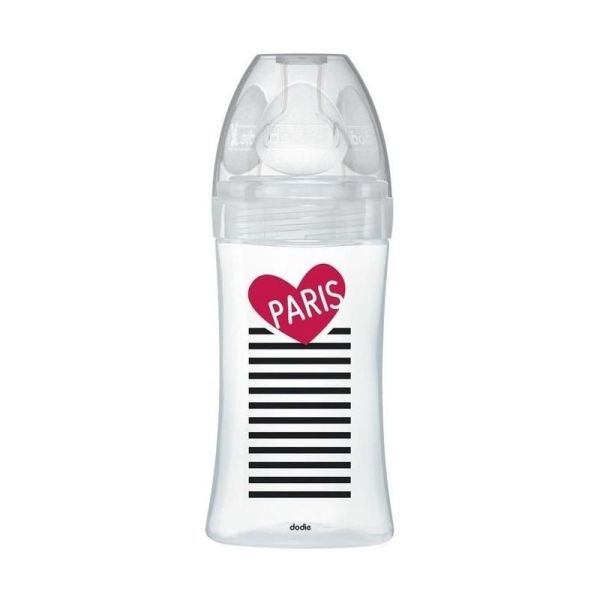 Glass bottle 270mL flat medium flow teat Paris - 0-6 months