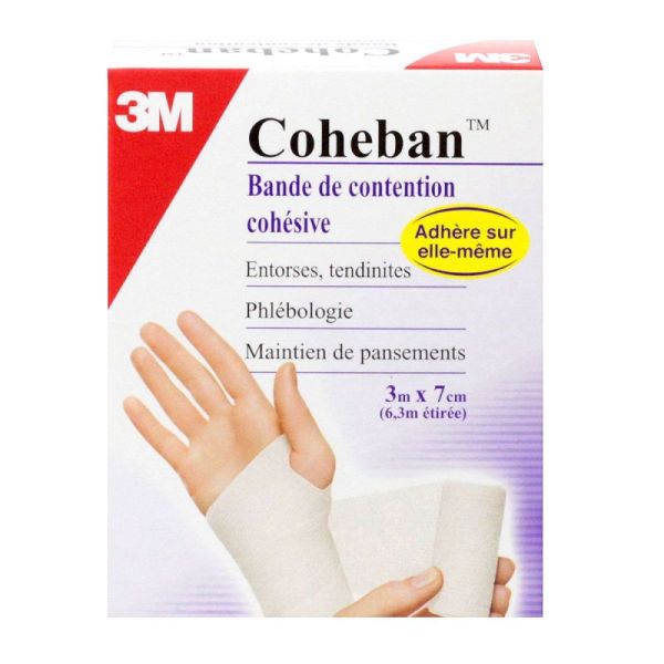 Coheban cohesive compression bandage 3m x 7cm (white)