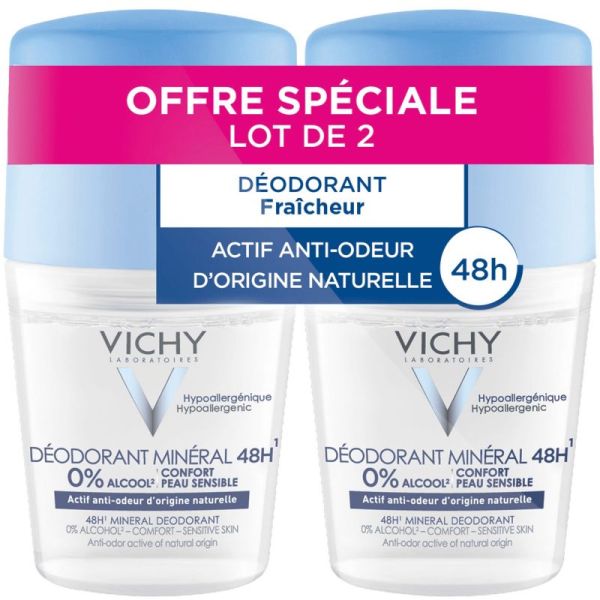 Mineral roll-on deodorant 48H Anti-odor - 2x50 ml