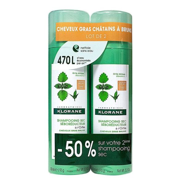 Nettle dry shampoo for chestnut/brown hair 2x150ml